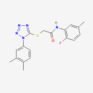 molecular formula C18H18FN5OS B4559741 2-{[1-(3,4-dimethylphenyl)-1H-tetrazol-5-yl]sulfanyl}-N-(2-fluoro-5-methylphenyl)acetamide 