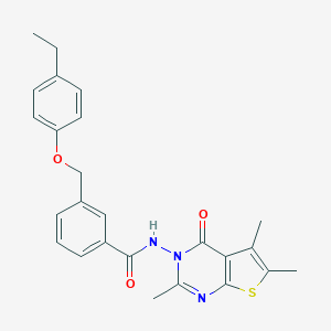 molecular formula C25H25N3O3S B455976 3-[(4-ethylphenoxy)methyl]-N-(2,5,6-trimethyl-4-oxothieno[2,3-d]pyrimidin-3(4H)-yl)benzamide 