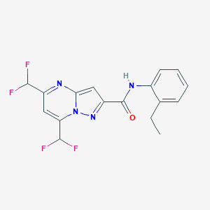 molecular formula C17H14F4N4O B455980 5,7-bis(difluoromethyl)-N-(2-ethylphenyl)pyrazolo[1,5-a]pyrimidine-2-carboxamide 