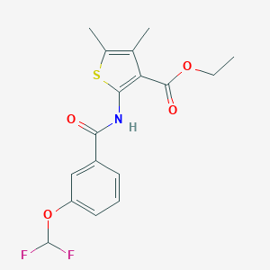 molecular formula C17H17F2NO4S B455985 Ethyl 2-{[3-(difluoromethoxy)benzoyl]amino}-4,5-dimethyl-3-thiophenecarboxylate 