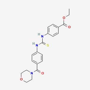 molecular formula C21H23N3O4S B4559870 ethyl 4-[({[4-(4-morpholinylcarbonyl)phenyl]amino}carbonothioyl)amino]benzoate 