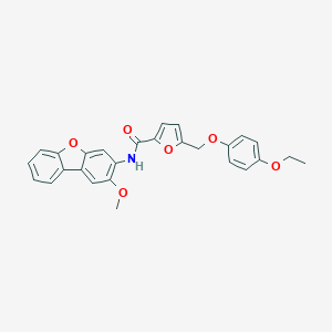 molecular formula C27H23NO6 B455989 5-[(4-ethoxyphenoxy)methyl]-N-(2-methoxydibenzo[b,d]furan-3-yl)-2-furamide 