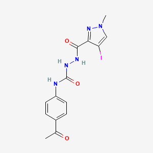 molecular formula C14H14IN5O3 B4559899 N-(4-acetylphenyl)-2-[(4-iodo-1-methyl-1H-pyrazol-3-yl)carbonyl]hydrazinecarboxamide 