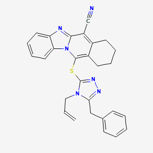 11-[(4-allyl-5-benzyl-4H-1,2,4-triazol-3-yl)sulfanyl]-7,8,9,10-tetrahydro[1,3]benzimidazo[1,2-b]isoquinolin-6-yl cyanide