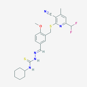 2-[(5-{2-[(cyclohexylamino)carbonothioyl]carbonohydrazonoyl}-2-methoxybenzyl)thio]-6-(difluoromethyl)-4-methylnicotinonitrile