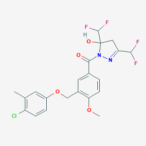 molecular formula C21H19ClF4N2O4 B455993 [3,5-bis(difluoromethyl)-5-hydroxy-4,5-dihydro-1H-pyrazol-1-yl]{3-[(4-chloro-3-methylphenoxy)methyl]-4-methoxyphenyl}methanone 