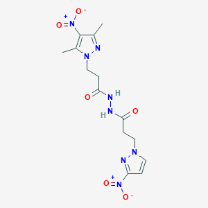 molecular formula C14H18N8O6 B455994 3-(3,5-dimethyl-4-nitro-1H-pyrazol-1-yl)-N'-[3-(3-nitro-1H-pyrazol-1-yl)propanoyl]propanehydrazide 