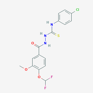 molecular formula C16H14ClF2N3O3S B455996 N-(4-chlorophenyl)-2-[4-(difluoromethoxy)-3-methoxybenzoyl]hydrazinecarbothioamide 