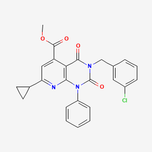 molecular formula C25H20ClN3O4 B4559990 METHYL 3-[(3-CHLOROPHENYL)METHYL]-7-CYCLOPROPYL-2,4-DIOXO-1-PHENYL-1H,2H,3H,4H-PYRIDO[2,3-D]PYRIMIDINE-5-CARBOXYLATE 