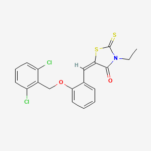 (5E)-5-[[2-[(2,6-dichlorophenyl)methoxy]phenyl]methylidene]-3-ethyl-2-sulfanylidene-1,3-thiazolidin-4-one