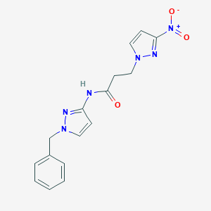 molecular formula C16H16N6O3 B456004 N-(1-benzyl-1H-pyrazol-3-yl)-3-(3-nitro-1H-pyrazol-1-yl)propanamide 