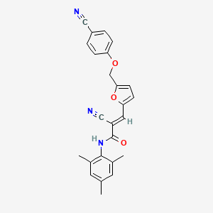 molecular formula C25H21N3O3 B4560050 2-cyano-3-{5-[(4-cyanophenoxy)methyl]-2-furyl}-N-mesitylacrylamide 