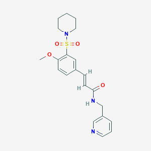 (E)-3-(4-methoxy-3-piperidin-1-ylsulfonylphenyl)-N-(pyridin-3-ylmethyl)prop-2-enamide