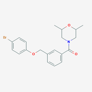 molecular formula C20H22BrNO3 B456009 4-{3-[(4-Bromophenoxy)methyl]benzoyl}-2,6-dimethylmorpholine 