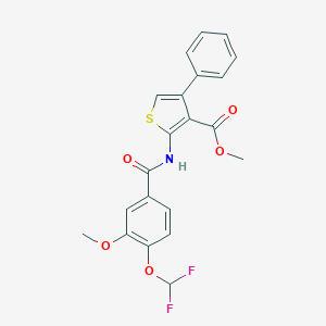 molecular formula C21H17F2NO5S B456010 Methyl 2-{[4-(difluoromethoxy)-3-methoxybenzoyl]amino}-4-phenyl-3-thiophenecarboxylate 