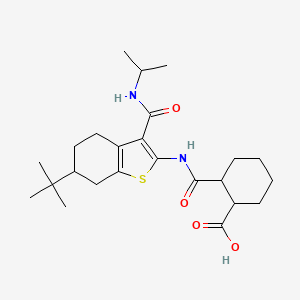 molecular formula C24H36N2O4S B4560130 2-{[6-Tert-butyl-3-(propan-2-ylcarbamoyl)-4,5,6,7-tetrahydro-1-benzothiophen-2-yl]carbamoyl}cyclohexanecarboxylic acid 