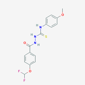 molecular formula C16H15F2N3O3S B456014 2-[4-(difluoromethoxy)benzoyl]-N-(4-methoxyphenyl)hydrazinecarbothioamide 