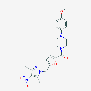 molecular formula C22H25N5O5 B456016 1-[5-({4-nitro-3,5-dimethyl-1H-pyrazol-1-yl}methyl)-2-furoyl]-4-(4-methoxyphenyl)piperazine 