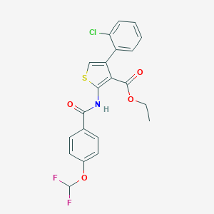 molecular formula C21H16ClF2NO4S B456021 Ethyl 4-(2-chlorophenyl)-2-{[4-(difluoromethoxy)benzoyl]amino}-3-thiophenecarboxylate 