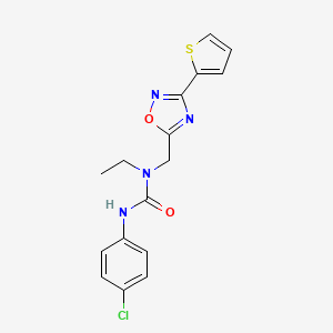 molecular formula C16H15ClN4O2S B4560213 1-(4-CHLOROPHENYL)-3-ETHYL-3-{[3-(THIOPHEN-2-YL)-1,2,4-OXADIAZOL-5-YL]METHYL}UREA 