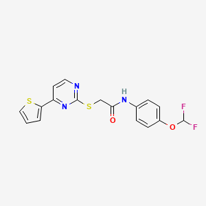 molecular formula C17H13F2N3O2S2 B4560220 N~1~-[4-(DIFLUOROMETHOXY)PHENYL]-2-{[4-(2-THIENYL)-2-PYRIMIDINYL]SULFANYL}ACETAMIDE 