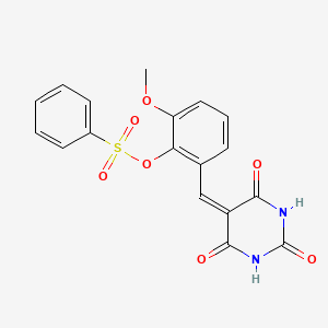 2-methoxy-6-[(2,4,6-trioxotetrahydro-5(2H)-pyrimidinylidene)methyl]phenyl benzenesulfonate