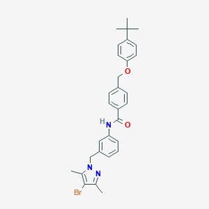 molecular formula C30H32BrN3O2 B456025 N-{3-[(4-bromo-3,5-dimethyl-1H-pyrazol-1-yl)methyl]phenyl}-4-[(4-tert-butylphenoxy)methyl]benzamide 