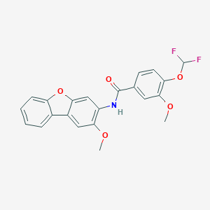 molecular formula C22H17F2NO5 B456026 4-(difluoromethoxy)-3-methoxy-N-(2-methoxydibenzo[b,d]furan-3-yl)benzamide 
