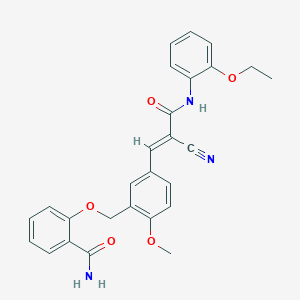 molecular formula C27H25N3O5 B4560263 2-[(5-{2-cyano-3-[(2-ethoxyphenyl)amino]-3-oxo-1-propen-1-yl}-2-methoxybenzyl)oxy]benzamide 