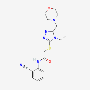 molecular formula C18H22N6O2S B4560280 N-(2-cyanophenyl)-2-{[4-ethyl-5-(4-morpholinylmethyl)-4H-1,2,4-triazol-3-yl]thio}acetamide 