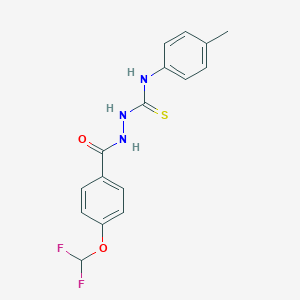 molecular formula C16H15F2N3O2S B456031 2-[4-(difluoromethoxy)benzoyl]-N-(4-methylphenyl)hydrazinecarbothioamide 