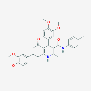 molecular formula C34H36N2O6 B4560312 4,7-bis(3,4-dimethoxyphenyl)-2-methyl-N-(4-methylphenyl)-5-oxo-1,4,5,6,7,8-hexahydroquinoline-3-carboxamide 