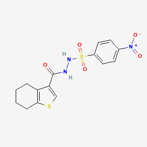 molecular formula C15H15N3O5S2 B4560316 N'-[(4-nitrophenyl)sulfonyl]-4,5,6,7-tetrahydro-1-benzothiophene-3-carbohydrazide 