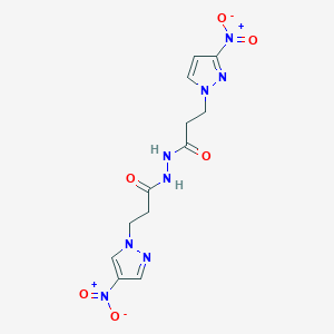 molecular formula C12H14N8O6 B456032 3-(3-nitro-1H-pyrazol-1-yl)-N'-[3-(4-nitro-1H-pyrazol-1-yl)propanoyl]propanehydrazide 