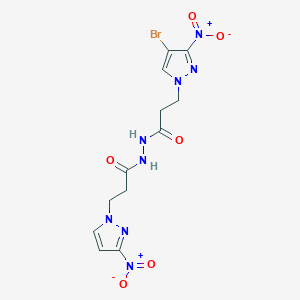 molecular formula C12H13BrN8O6 B456036 3-(4-bromo-3-nitro-1H-pyrazol-1-yl)-N'-[3-(3-nitro-1H-pyrazol-1-yl)propanoyl]propanehydrazide 