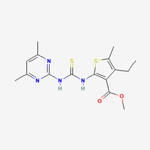 molecular formula C16H20N4O2S2 B4560398 methyl 2-({[(4,6-dimethyl-2-pyrimidinyl)amino]carbonothioyl}amino)-4-ethyl-5-methyl-3-thiophenecarboxylate 