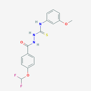 molecular formula C16H15F2N3O3S B456040 2-[4-(difluoromethoxy)benzoyl]-N-(3-methoxyphenyl)hydrazinecarbothioamide 