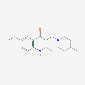 molecular formula C19H26N2O B4560487 6-ethyl-2-methyl-3-[(4-methylpiperidin-1-yl)methyl]-1H-quinolin-4-one 