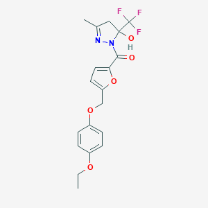 1-{5-[(4-ethoxyphenoxy)methyl]-2-furoyl}-3-methyl-5-(trifluoromethyl)-4,5-dihydro-1H-pyrazol-5-ol