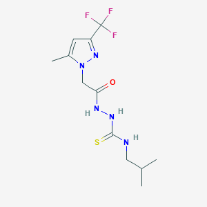 molecular formula C12H18F3N5OS B456053 N-isobutyl-2-{[5-methyl-3-(trifluoromethyl)-1H-pyrazol-1-yl]acetyl}hydrazinecarbothioamide 