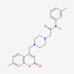 N-methyl-2-{4-[(7-methyl-2-oxo-2H-chromen-4-yl)methyl]piperazin-1-yl}-N-(3-methylphenyl)acetamide