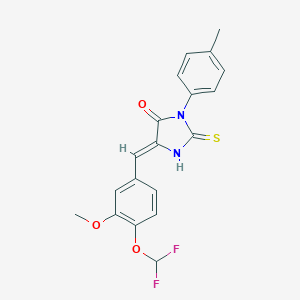 molecular formula C19H16F2N2O3S B456064 5-[4-(Difluoromethoxy)-3-methoxybenzylidene]-3-(4-methylphenyl)-2-thioxo-4-imidazolidinone 