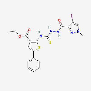 ethyl 2-[({2-[(4-iodo-1-methyl-1H-pyrazol-3-yl)carbonyl]hydrazino}carbonothioyl)amino]-5-phenyl-3-thiophenecarboxylate