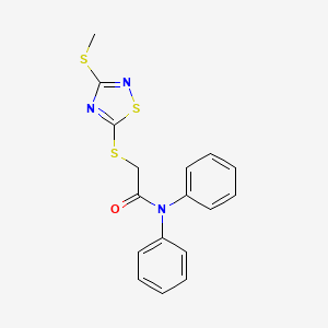 molecular formula C17H15N3OS3 B4560669 2-{[3-(METHYLSULFANYL)-1,2,4-THIADIAZOL-5-YL]SULFANYL}-N~1~,N~1~-DIPHENYLACETAMIDE 