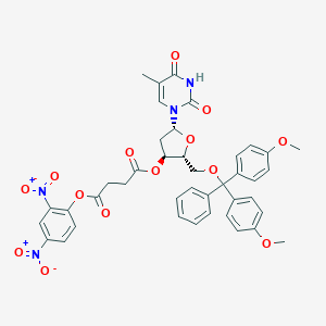 molecular formula C41H38N4O14 B045607 5'-O-(4,4'-Dimethoxytrityl)thymidine-3'-O-(2,4-dinitrophenyl) succinate CAS No. 125078-79-7