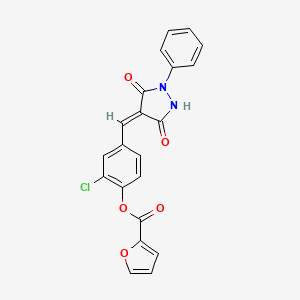 [2-chloro-4-[(E)-(3,5-dioxo-1-phenylpyrazolidin-4-ylidene)methyl]phenyl] furan-2-carboxylate