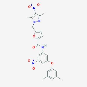 molecular formula C25H23N5O7 B456076 5-[(3,5-dimethyl-4-nitro-1H-pyrazol-1-yl)methyl]-N-[3-(3,5-dimethylphenoxy)-5-nitrophenyl]furan-2-carboxamide 