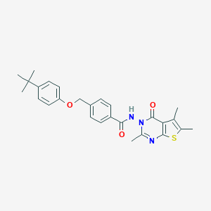 4-[(4-tert-butylphenoxy)methyl]-N-(2,5,6-trimethyl-4-oxothieno[2,3-d]pyrimidin-3(4H)-yl)benzamide