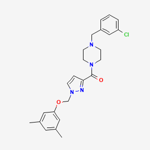 molecular formula C24H27ClN4O2 B4560822 [4-(3-CHLOROBENZYL)PIPERAZINO]{1-[(3,5-DIMETHYLPHENOXY)METHYL]-1H-PYRAZOL-3-YL}METHANONE 