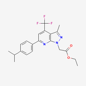 molecular formula C21H22F3N3O2 B4560824 Ethyl 2-[6-(4-isopropylphenyl)-3-methyl-4-(trifluoromethyl)-1H-pyrazolo[3,4-B]pyridin-1-YL]acetate 